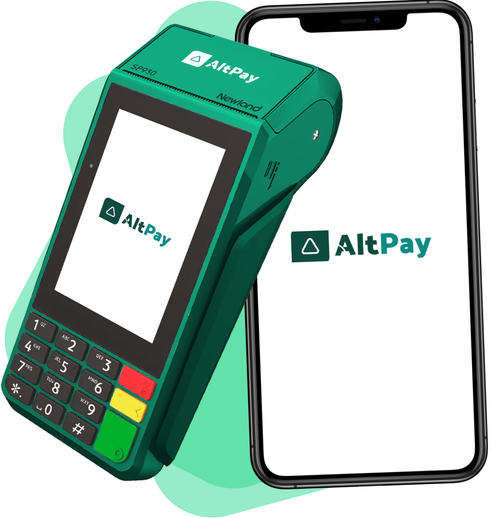 Imagem da maquina e aplicativo da AltPay